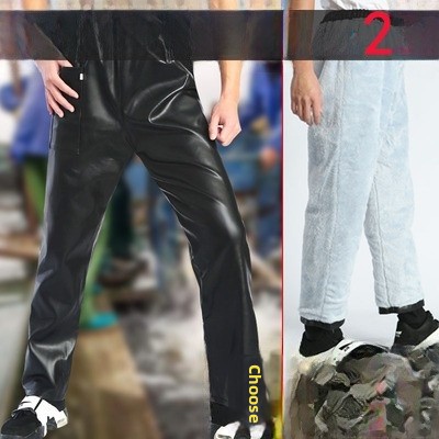 Leather Work Pants - Thickened Fleece Lined Leather Pants Winter