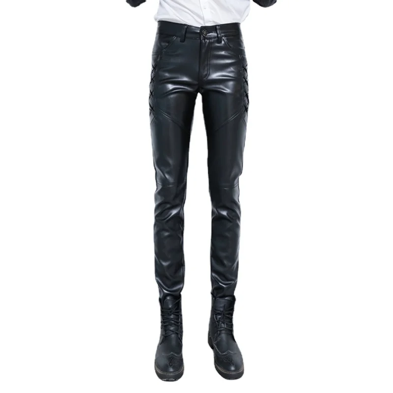 Leather Work Pants - New Fashion Mens PU Leather Pants