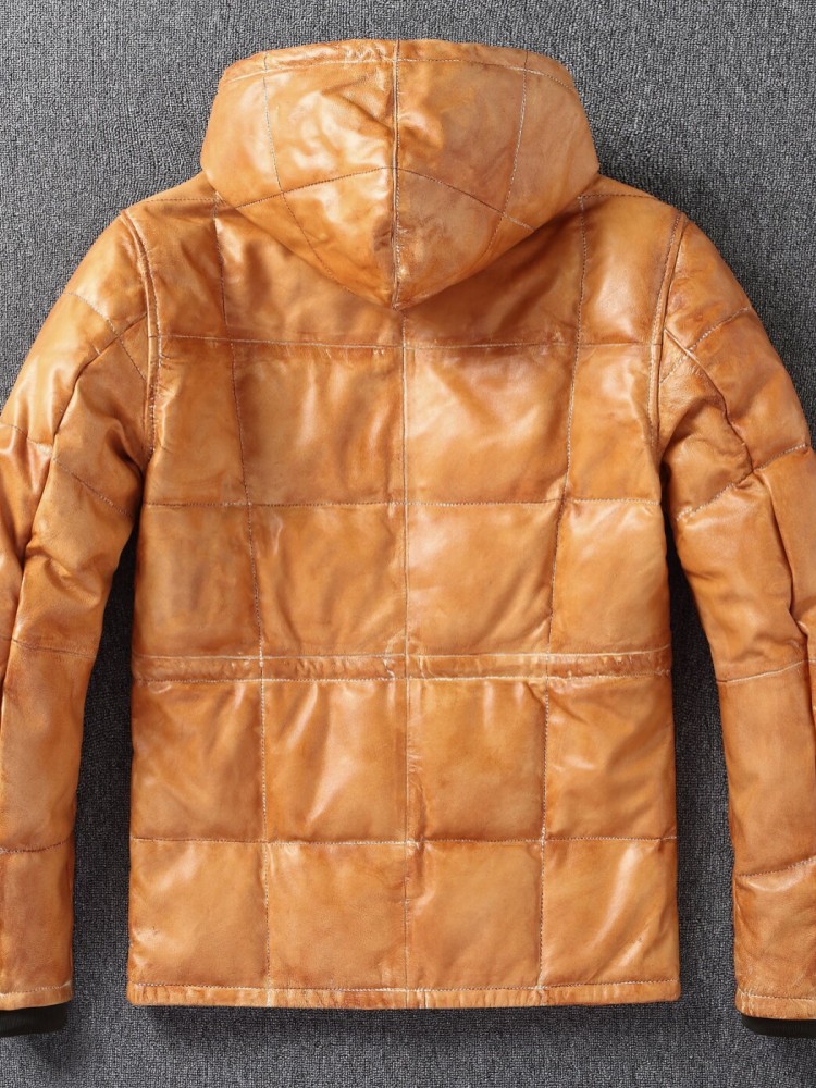 Winter Mens Sheepskin Genuine  - Leather Work Jacket With Hood incelemesi ve fiyatı
