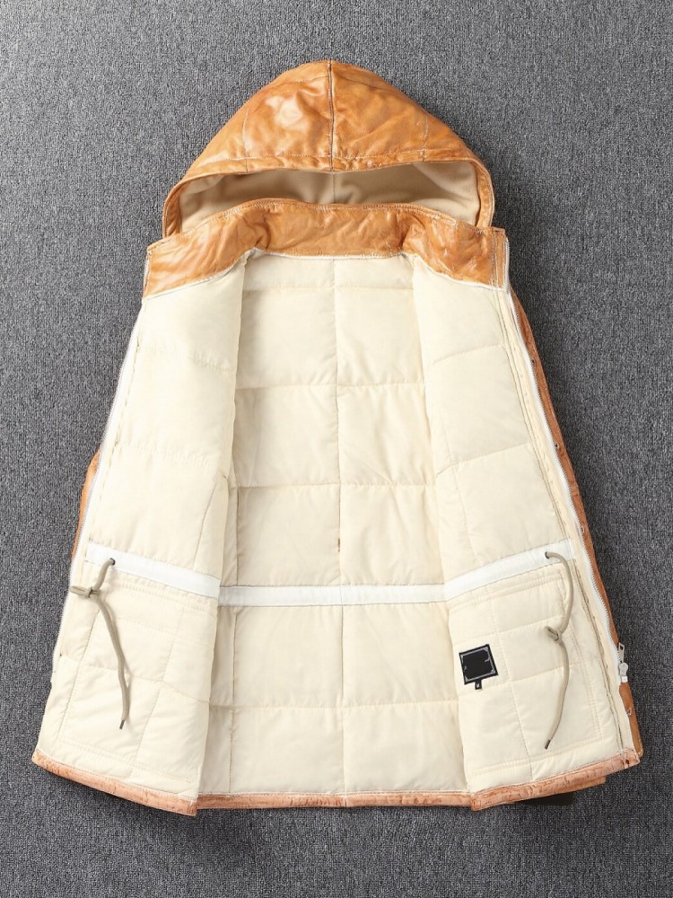 Winter Mens Sheepskin Genuine  - Leather Work Jacket With Hood incelemesi ve fiyatı
