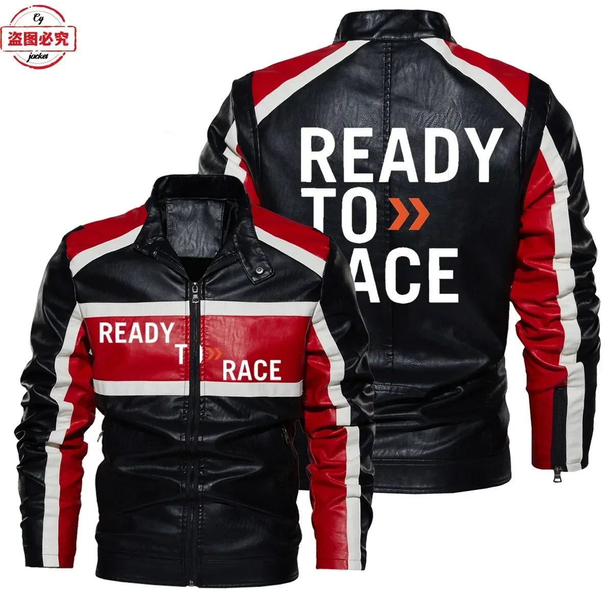 Ready To Race Logo Printed Off - Leather Work Jacket With Hood incelemesi ve fiyatı