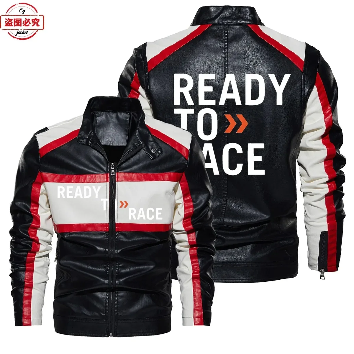 Ready To Race Logo Printed Off - Leather Work Jacket With Hood incelemesi ve fiyatı