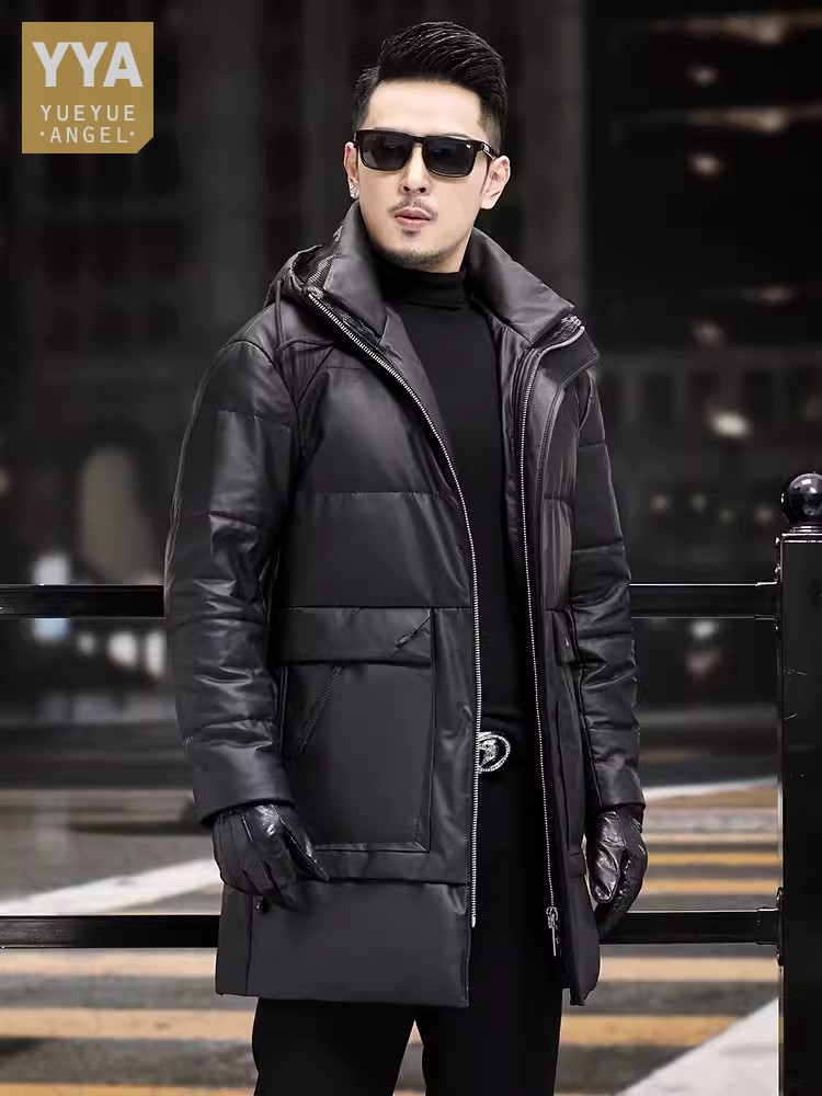 Winter Mens Thick Warm White G - Leather Work Jacket With Hood incelemesi ve fiyatı