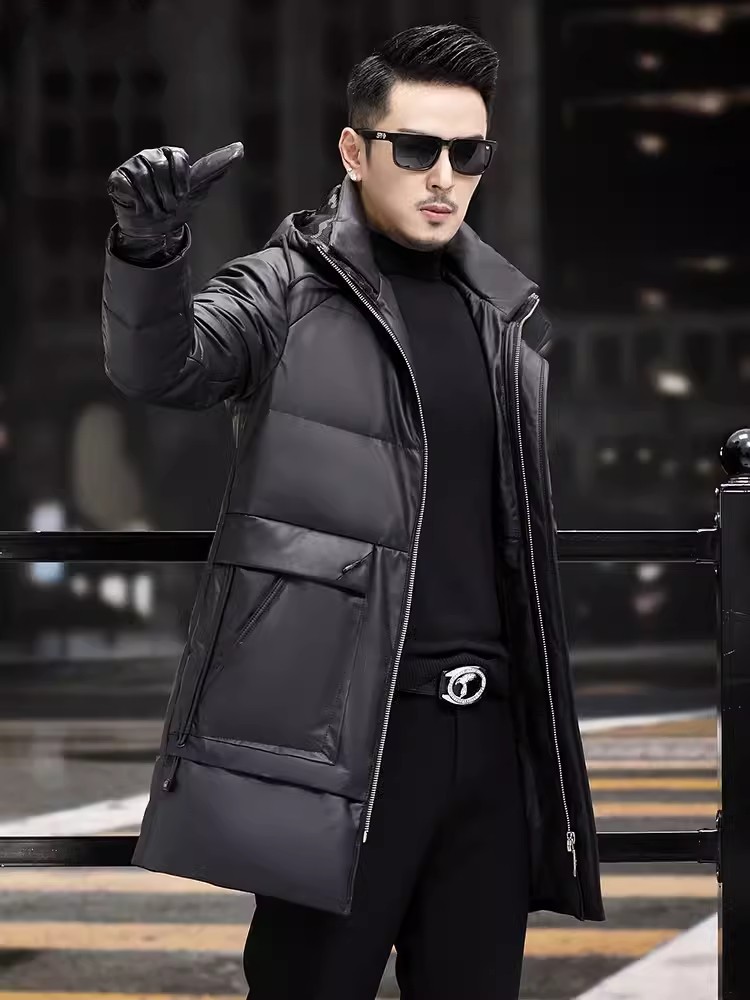 Winter Mens Thick Warm White G - Leather Work Jacket With Hood incelemesi ve fiyatı