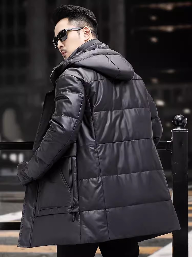Winter Mens Thick Warm White G - Leather Work Jacket With Hood incelemesi ve fiyatı