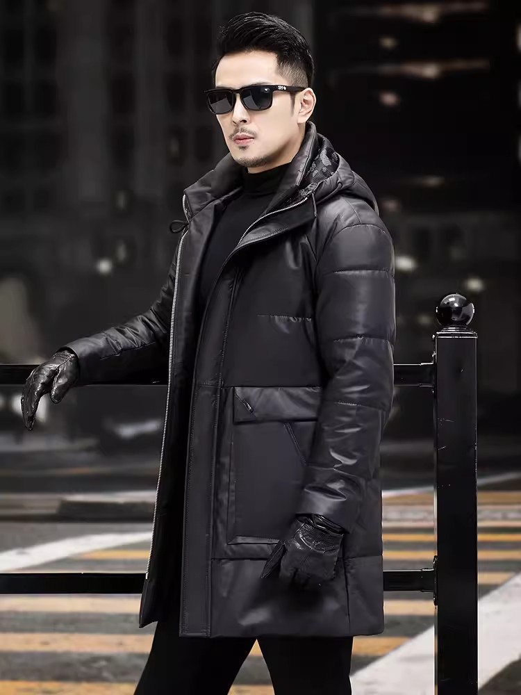 Winter Mens Thick Warm White G - Leather Work Jacket With Hood incelemesi ve fiyatı