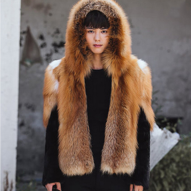 2026 Men Faux Fur Fox Coats Sh - Leather Work Jacket With Hood incelemesi ve fiyatı