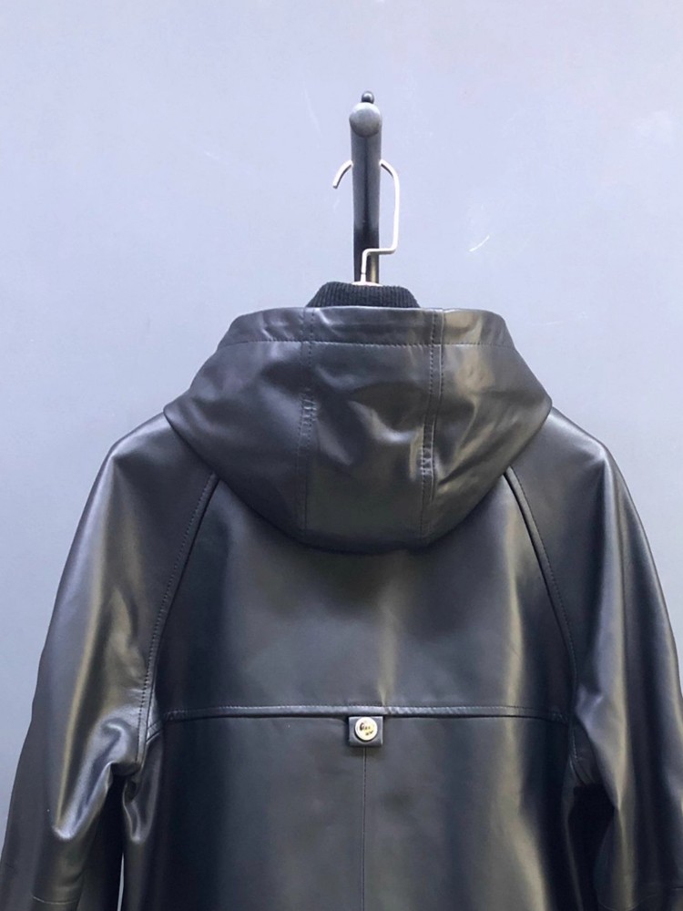 Hot Sale Autumn Women Natural  - Leather Work Jacket With Hood incelemesi ve fiyatı