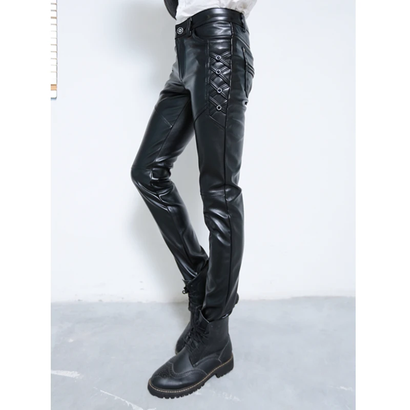 New Fashion Mens PU Leather Pa - Leather Work Pants incelemesi ve fiyatı