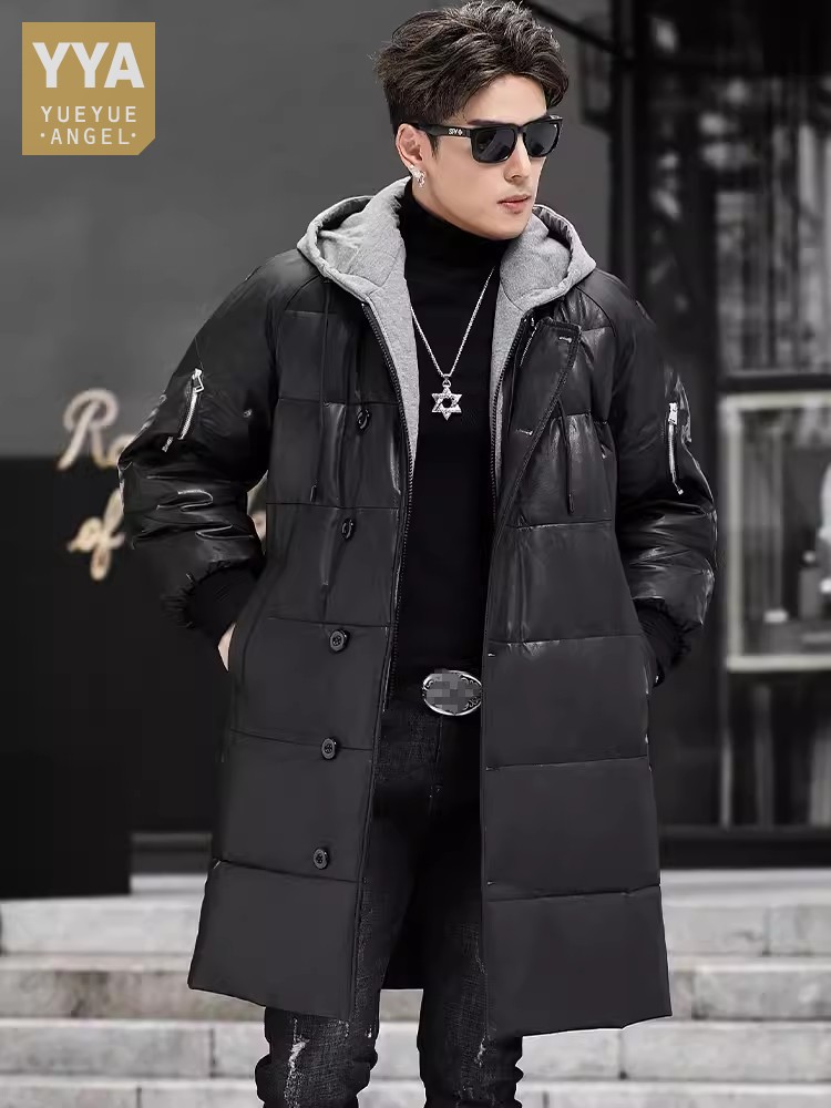Winter New Men Hooded Long Gen - Leather Work Jacket With Hood incelemesi ve fiyatı