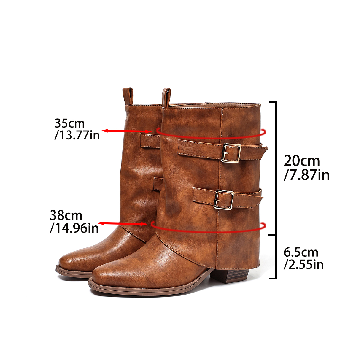 Women's Mid-Calf Boots, Retro  - Leather Work Western incelemesi ve fiyatı