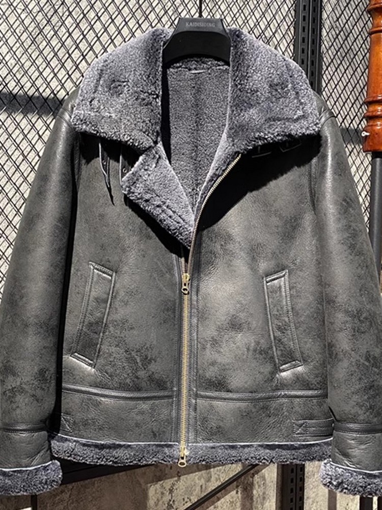 Men Winter Warm Wool Lining Sh - Leather Work Jacket With Hood incelemesi ve fiyatı