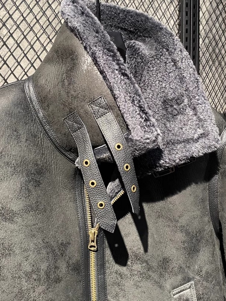 Men Winter Warm Wool Lining Sh - Leather Work Jacket With Hood incelemesi ve fiyatı