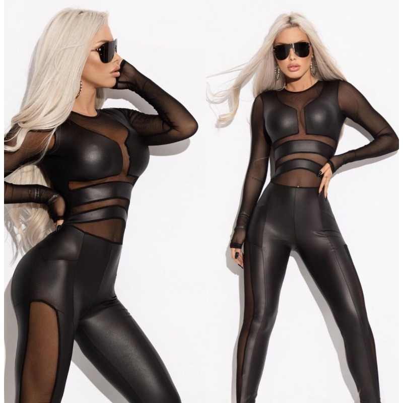 Hot Girl Black Pu Jumpsuits fo - Leather Work Pants incelemesi ve fiyatı