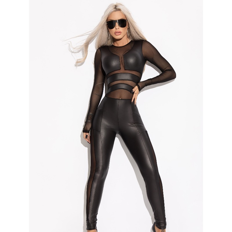Hot Girl Black Pu Jumpsuits fo - Leather Work Pants incelemesi ve fiyatı