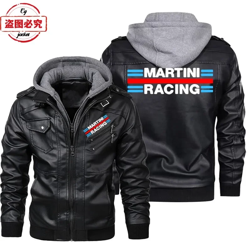 Martini Racing Logo Printed Ra - Leather Work Jacket With Hood incelemesi ve fiyatı