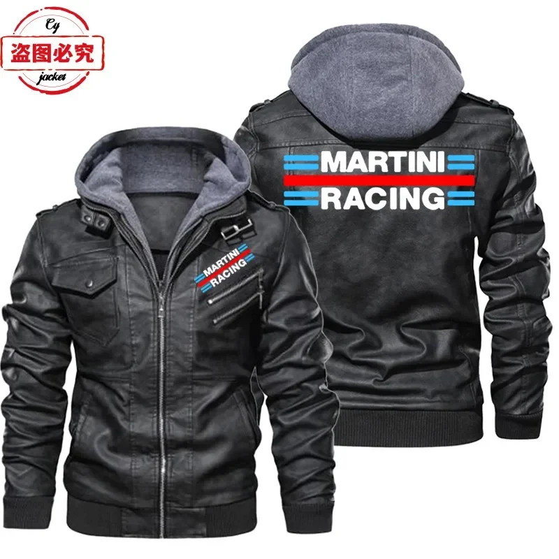 Martini Racing Logo Printed Ra - Leather Work Jacket With Hood incelemesi ve fiyatı