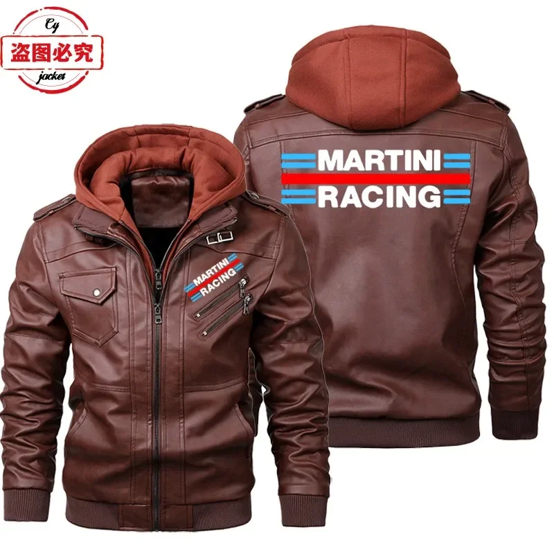 Martini Racing Logo Printed Ra - Leather Work Jacket With Hood incelemesi ve fiyatı