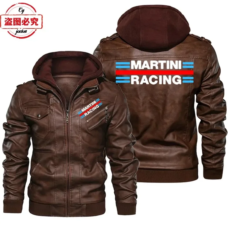 Martini Racing Logo Printed Ra - Leather Work Jacket With Hood incelemesi ve fiyatı