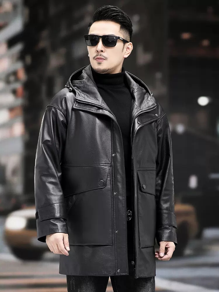 Winter Men Warm Work Down Jack - Leather Work Jacket With Hood incelemesi ve fiyatı